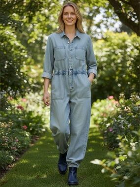 Universal Thread Light Blue Denim Baggy Jumpsuit  ~ size 12 Long  ~  NWOT